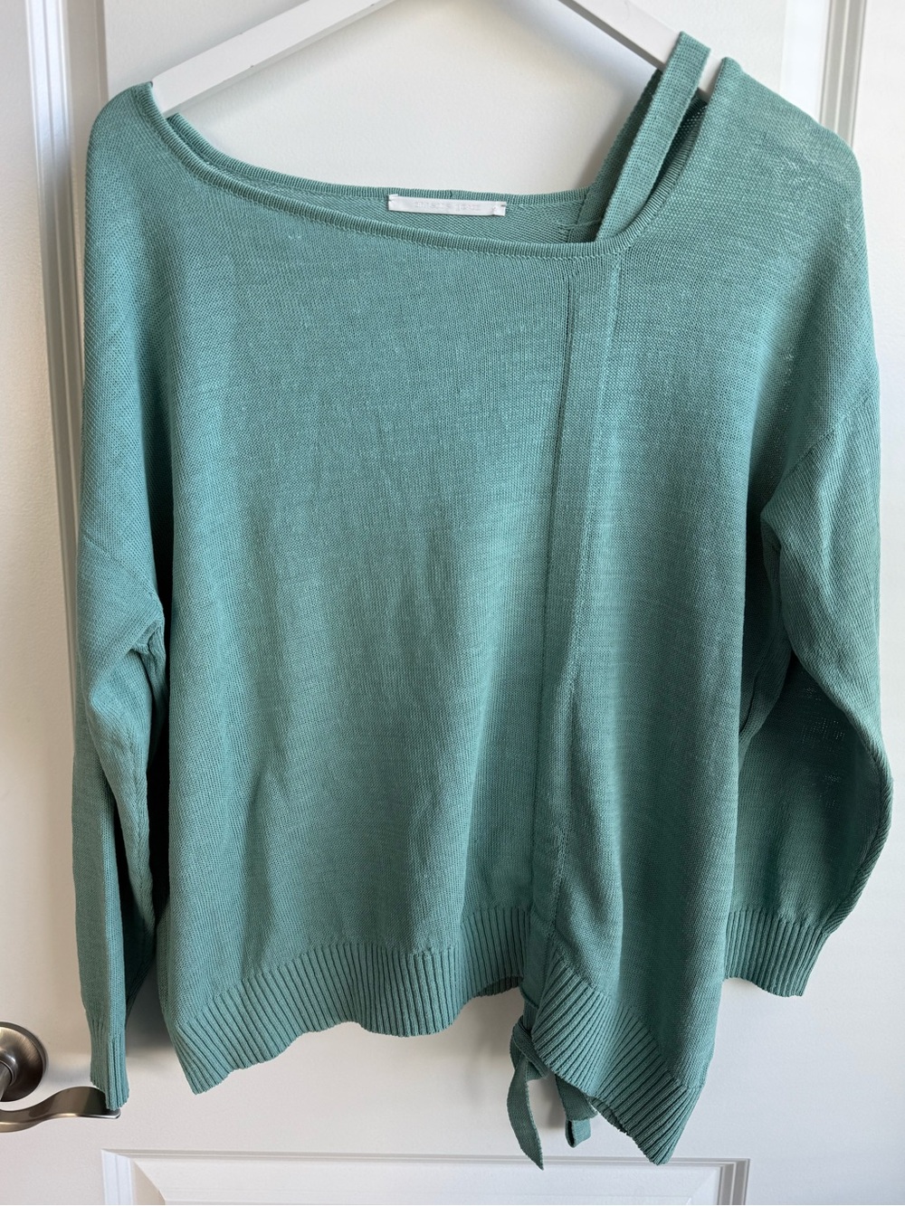Annette Gortz Asymmetrical Neckline Sweater Linen Blend Lagenlook Luxury Large